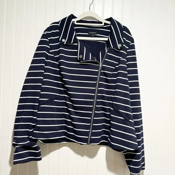 Lane Bryant Navy Striped Moto Jacket Plus Size 24 - Picture 1 of 6